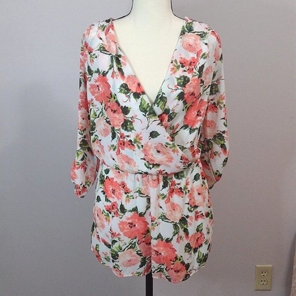 Melina Pink and Green Floral Garden Romper